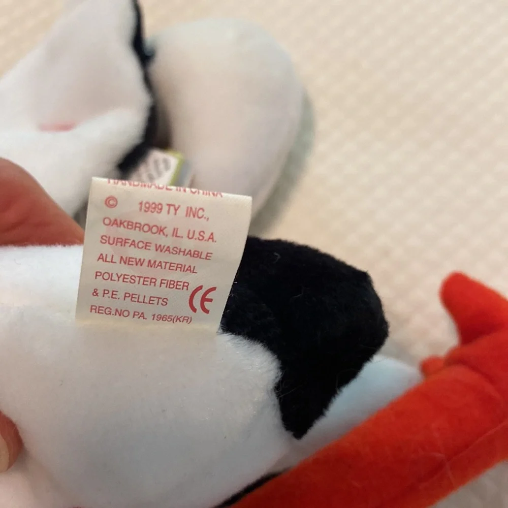 Ty Beanie Baby White Orange Legs Stilts Stork Bird Stuffed Animal Toy with Tag